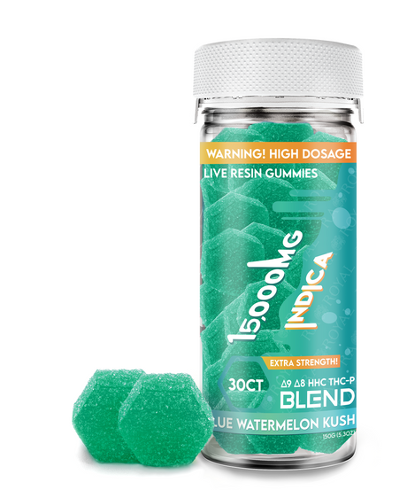 Blend 15,000MG 30CT Gummy Jar: Blue Watermelon Kush (Indica)