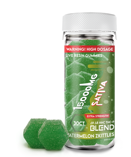 Blend 15,000MG 30CT Gummy Jar: Watermelon Zkittles (Sativa)