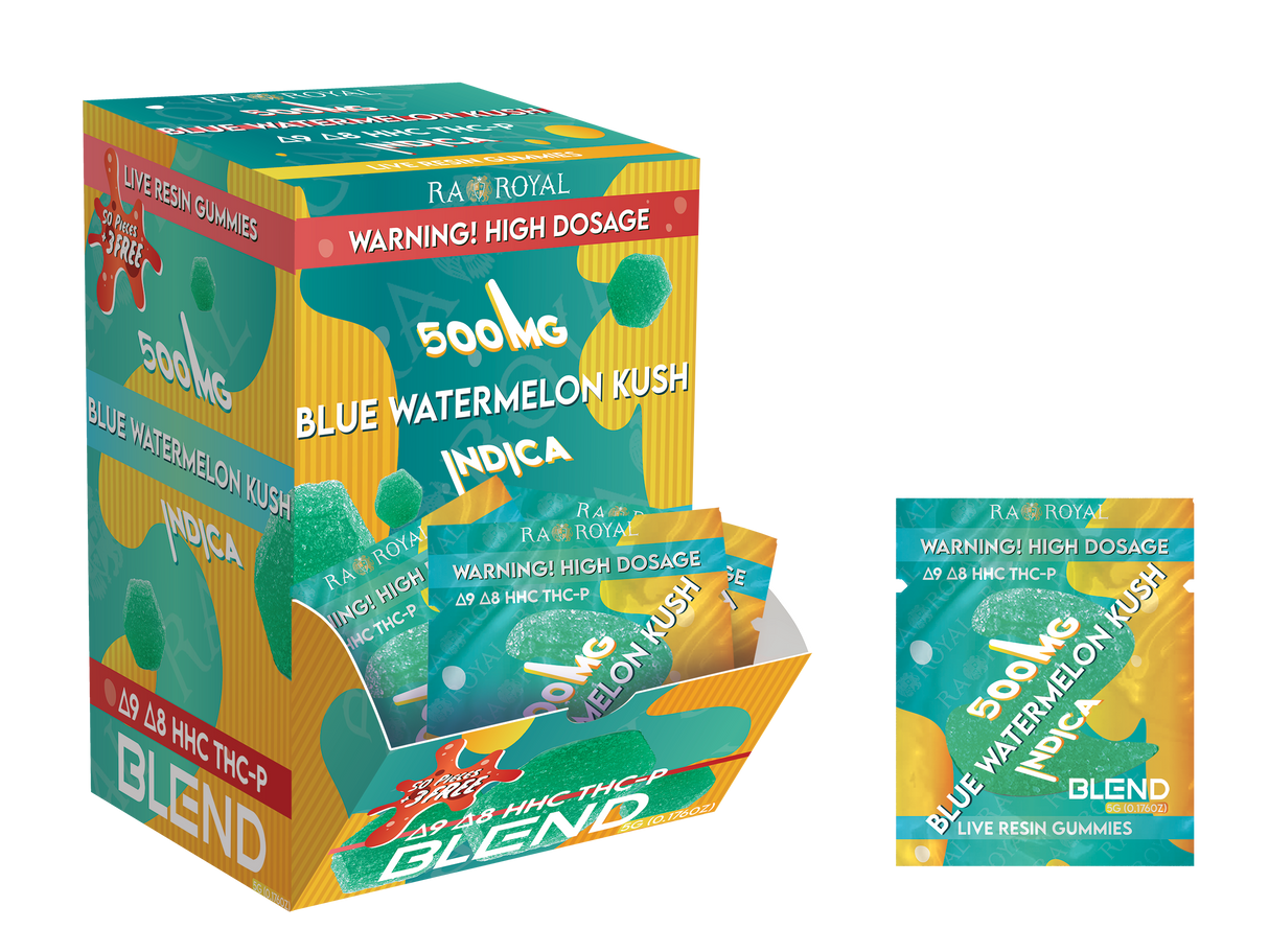 Blend 500MG 53CT Gummy Box: Blue Watermelon Kush (Indica)