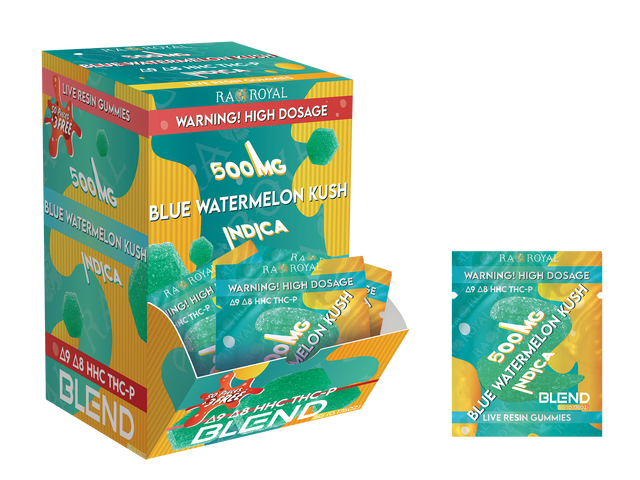 Blend 500MG 53CT Gummy Box: Blue Watermelon Kush (Indica)