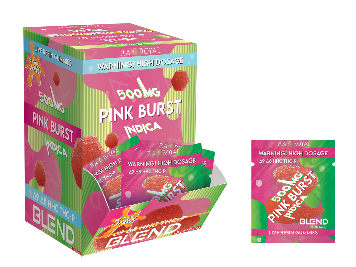 Blend 500MG 53CT Gummy Box: Pink Burst (Indica)