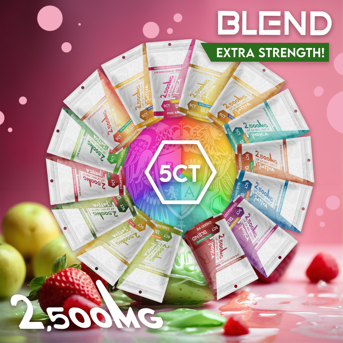 R.A. Royal Blend 2,500MG Gummies 5CT Flavors