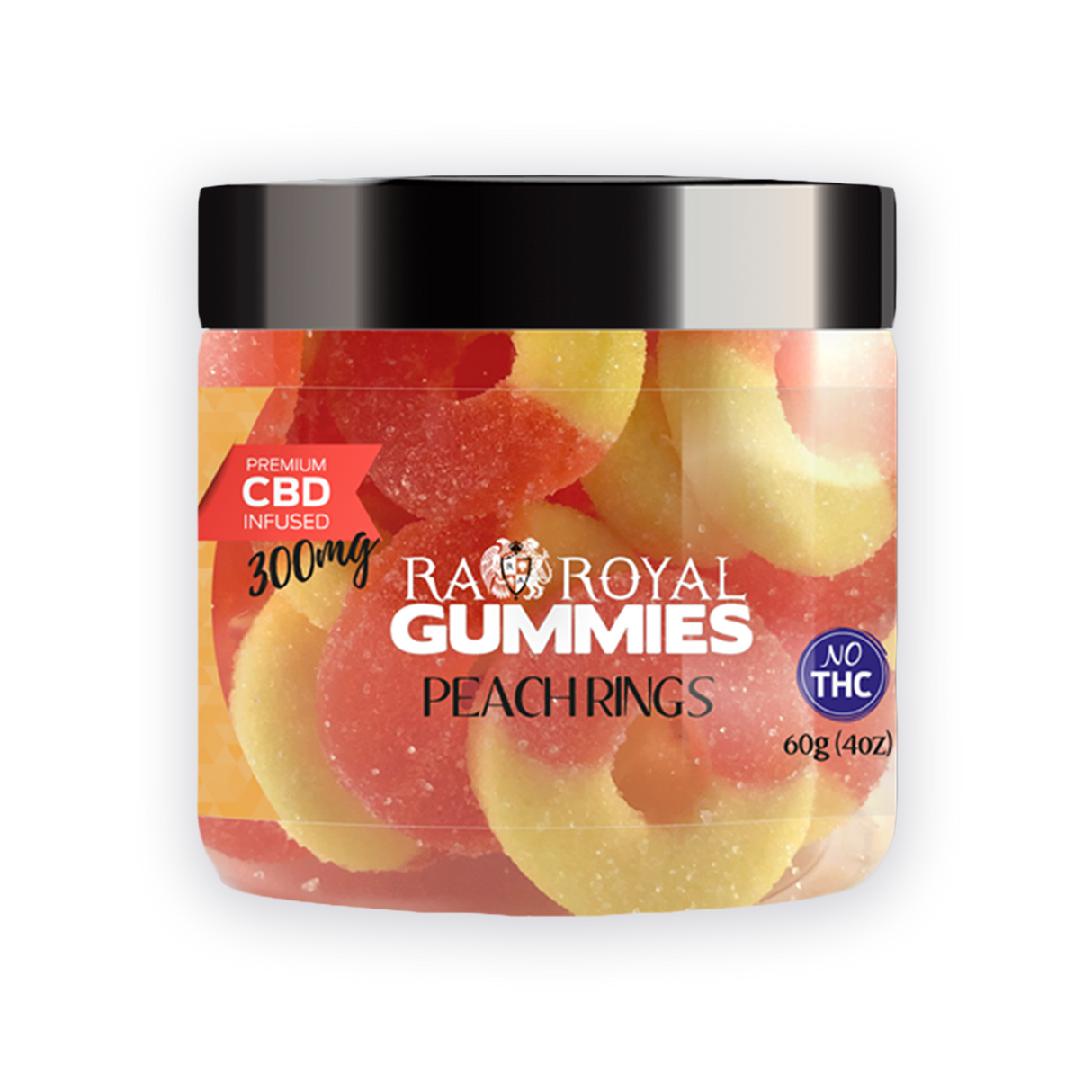 R.A. Royal Gummies CBD Peach Ring Gummy Jar (300 MG)