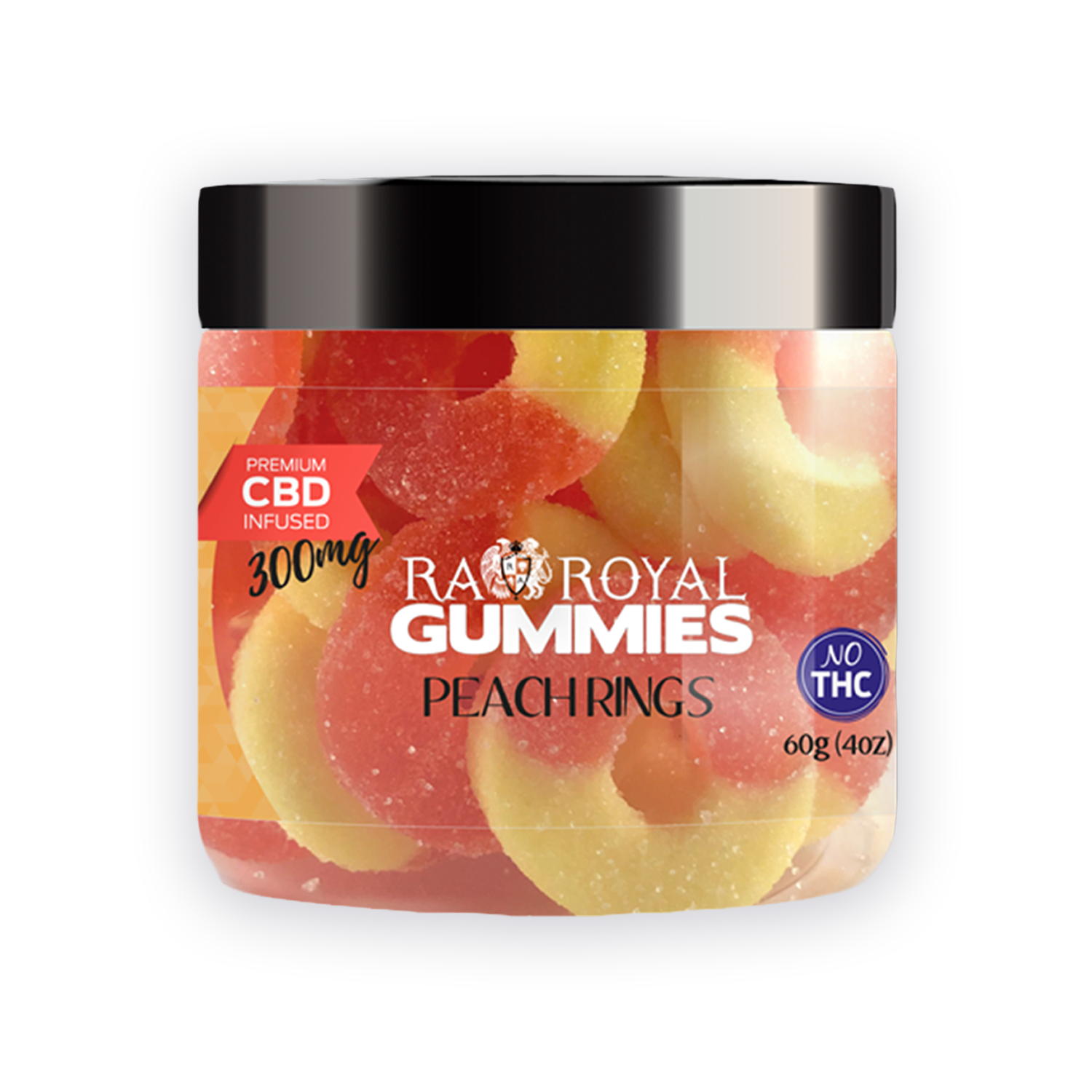 R.A. Royal Gummies CBD Peach Ring Gummy Jar (300 MG)