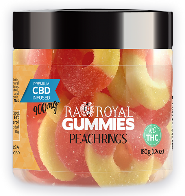 R.A. Royal Gummies CBD Peach Ring Gummy Jar (900 MG)