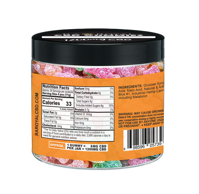 R.A. Royal Gummies: CBD Sour Gummy Bear Jar (1200 MG)