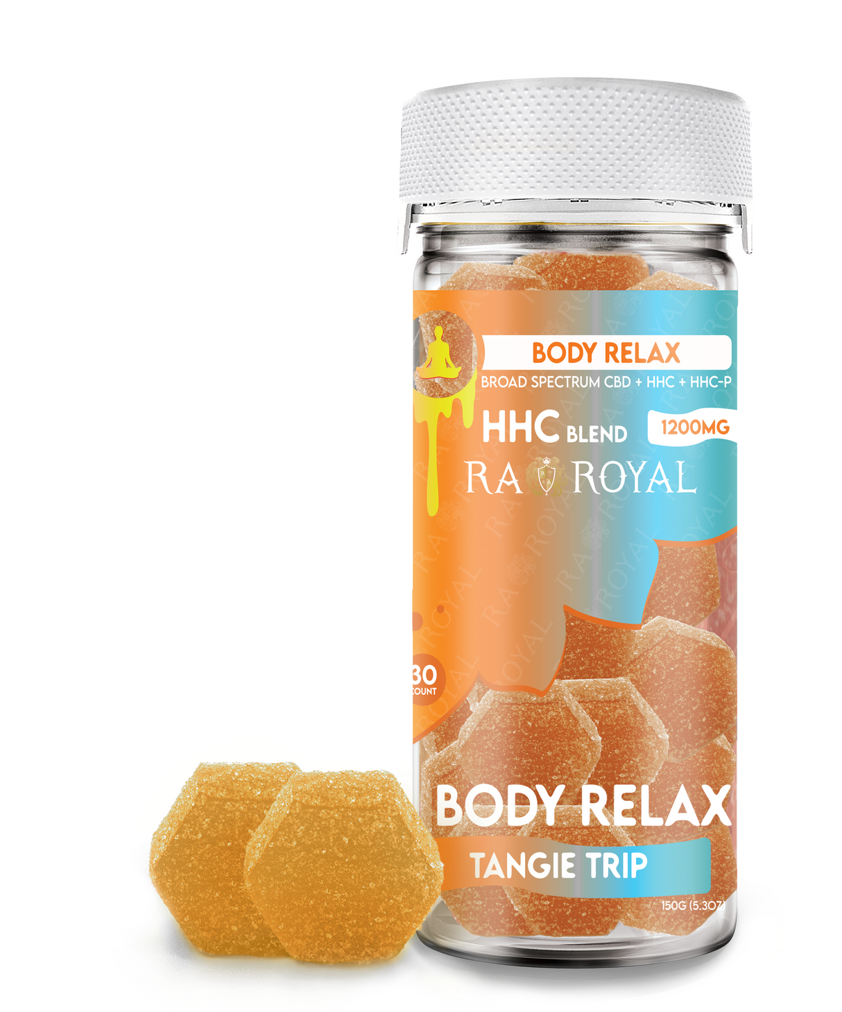R.A. Royal CBD Body Relax 30CT Gummy Jar: Tangie Trip