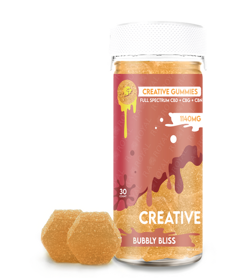 R.A. Royal Full Spectrum CBD+CBG+CBN 30CT Gummy Jar: Bubbly Bliss (Creative)