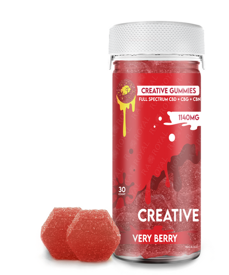 R.A. Royal Full Spectrum CBD+CBG+CBN 30CT Gummy Jar: Very Berry (Creative)
