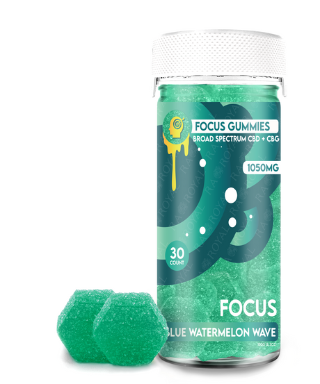 R.A. Royal Broad Spectrum CBD+CBG 30CT Gummy Jar: Blue Watermelon Wave (Focus)