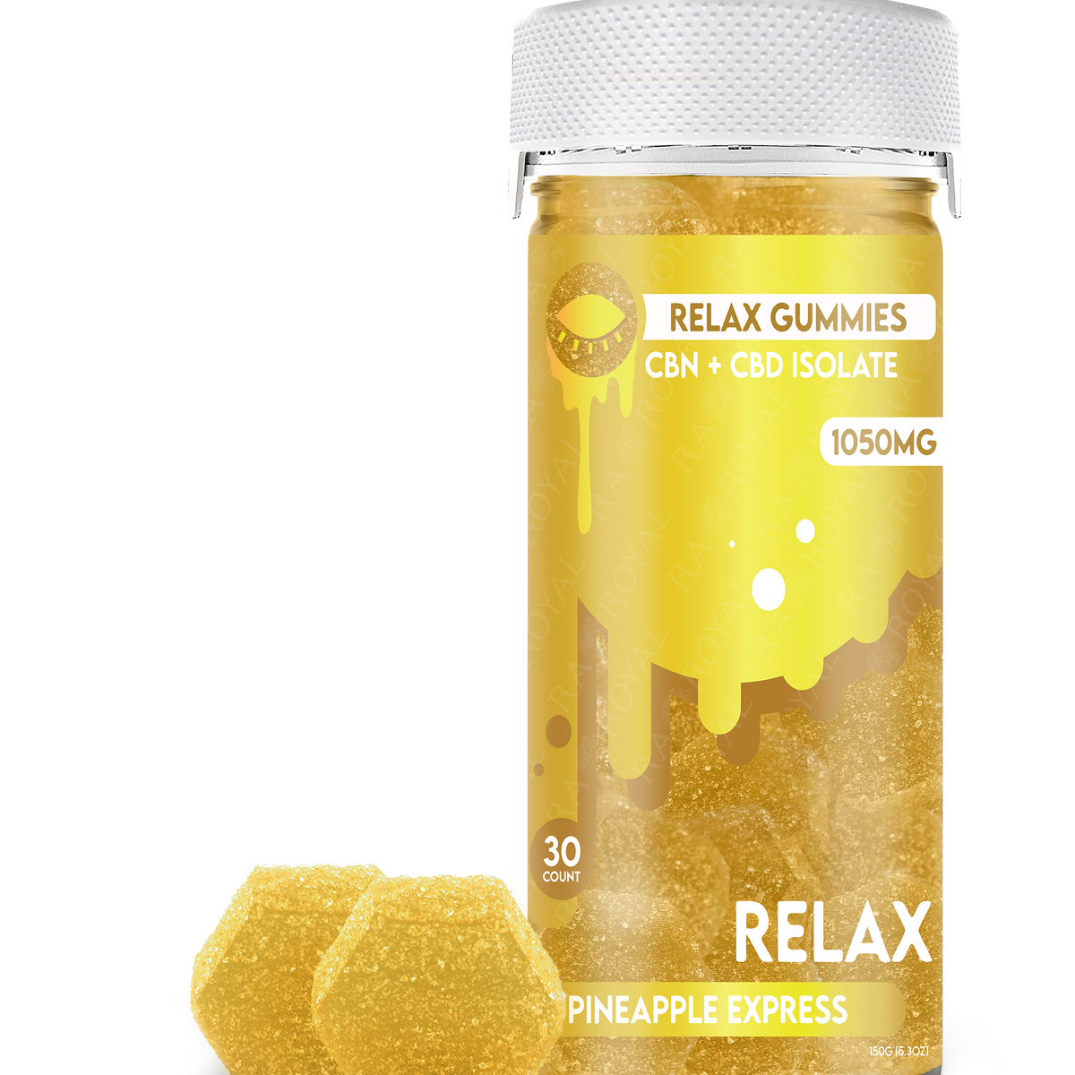 R.A. Royal CBD Isolate+CBN 30CT Gummy Jar - Pineapple Express