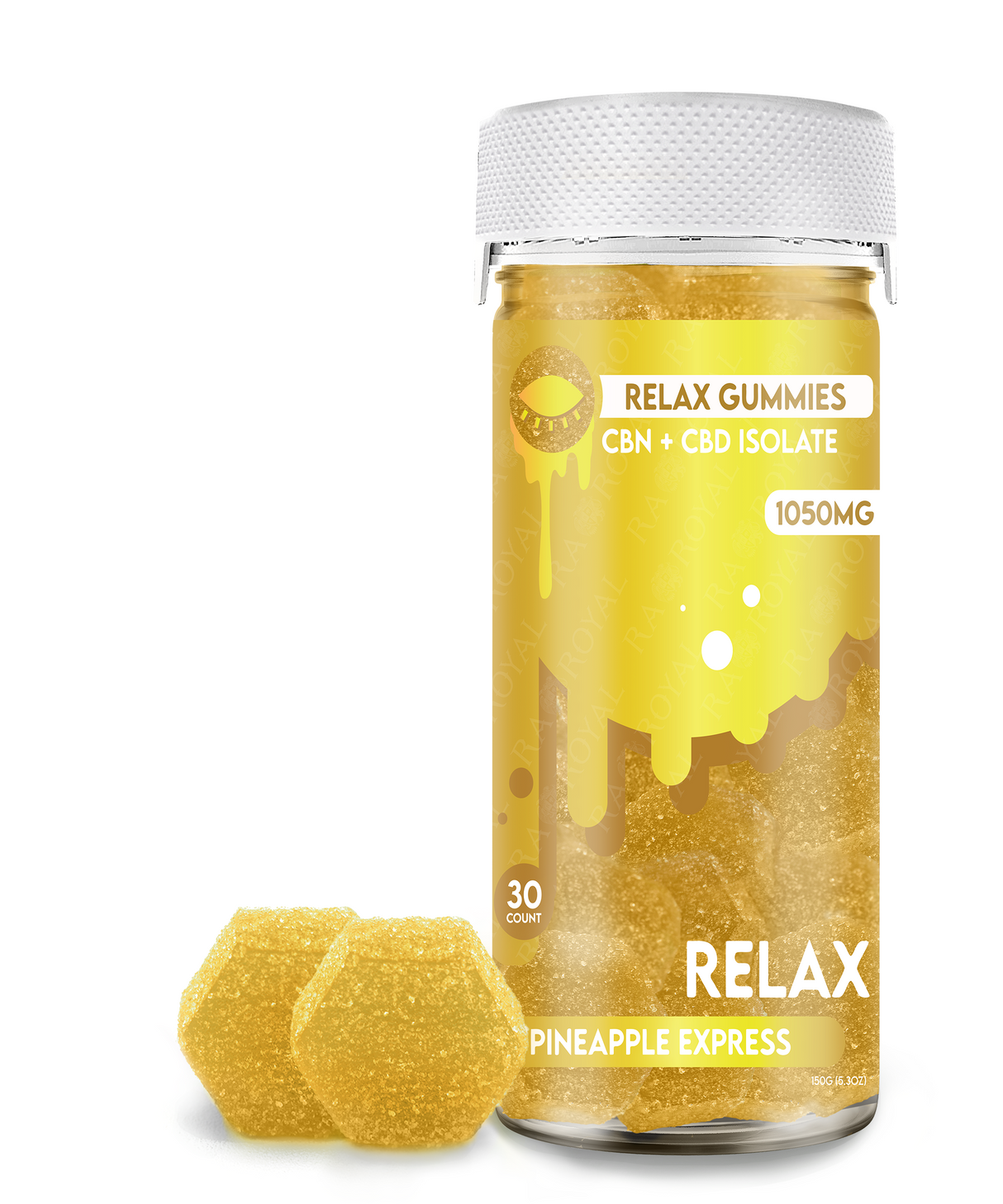 R.A. Royal CBD Isolate+CBN 30CT Gummy Jar: Pineapple Express (Relax)