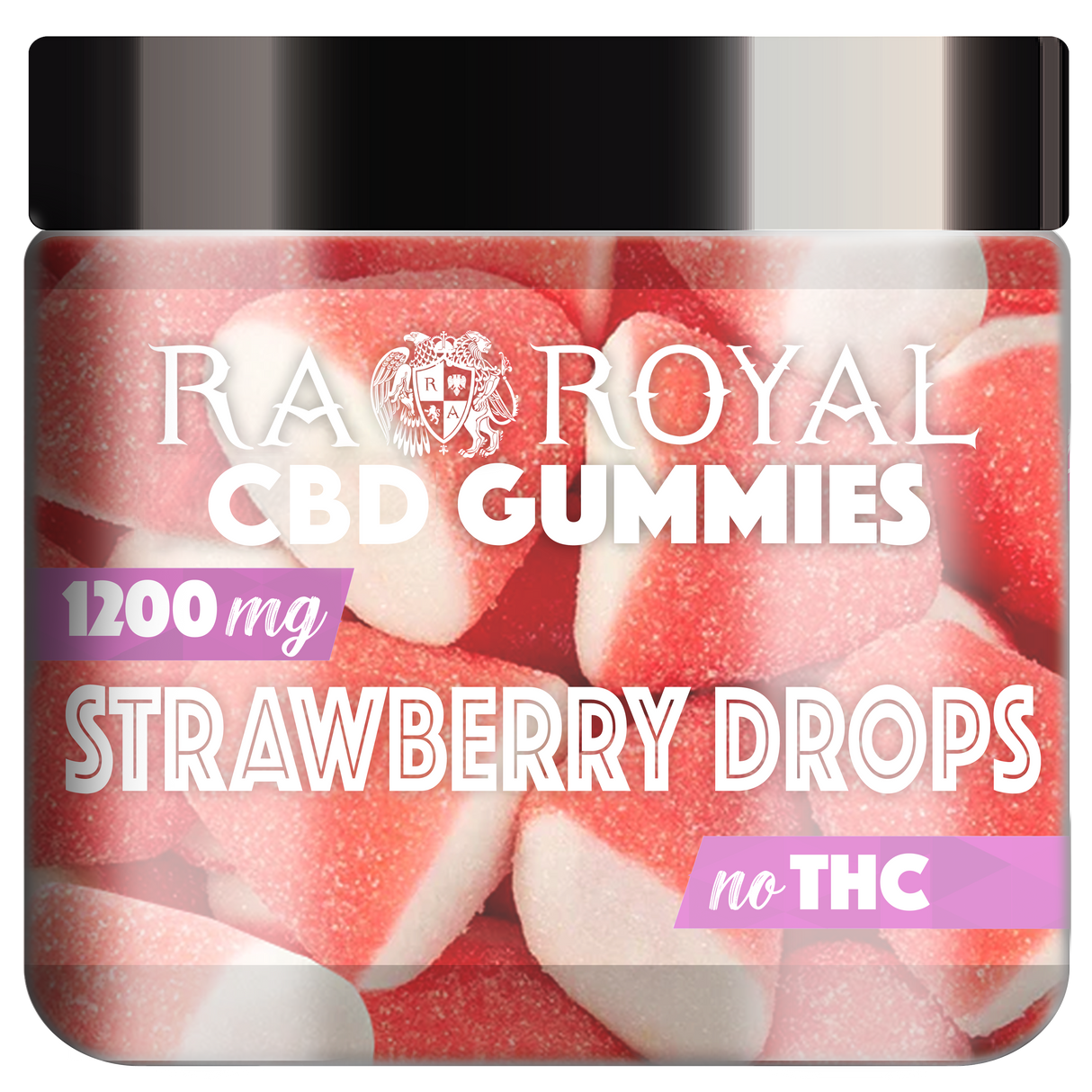R.A. Royal Gummies:  CBD Strawberry Drop Gummy Jar (1200 MG)