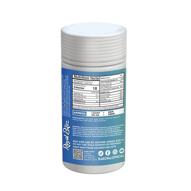 Royal Bitez Classic CBD 15CT Gummy: Blue Raspberry