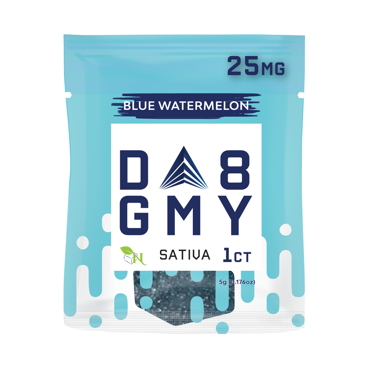 A Gift From Nature Delta 8 Sativa 50CT Single Gummies: Blue Watermelon