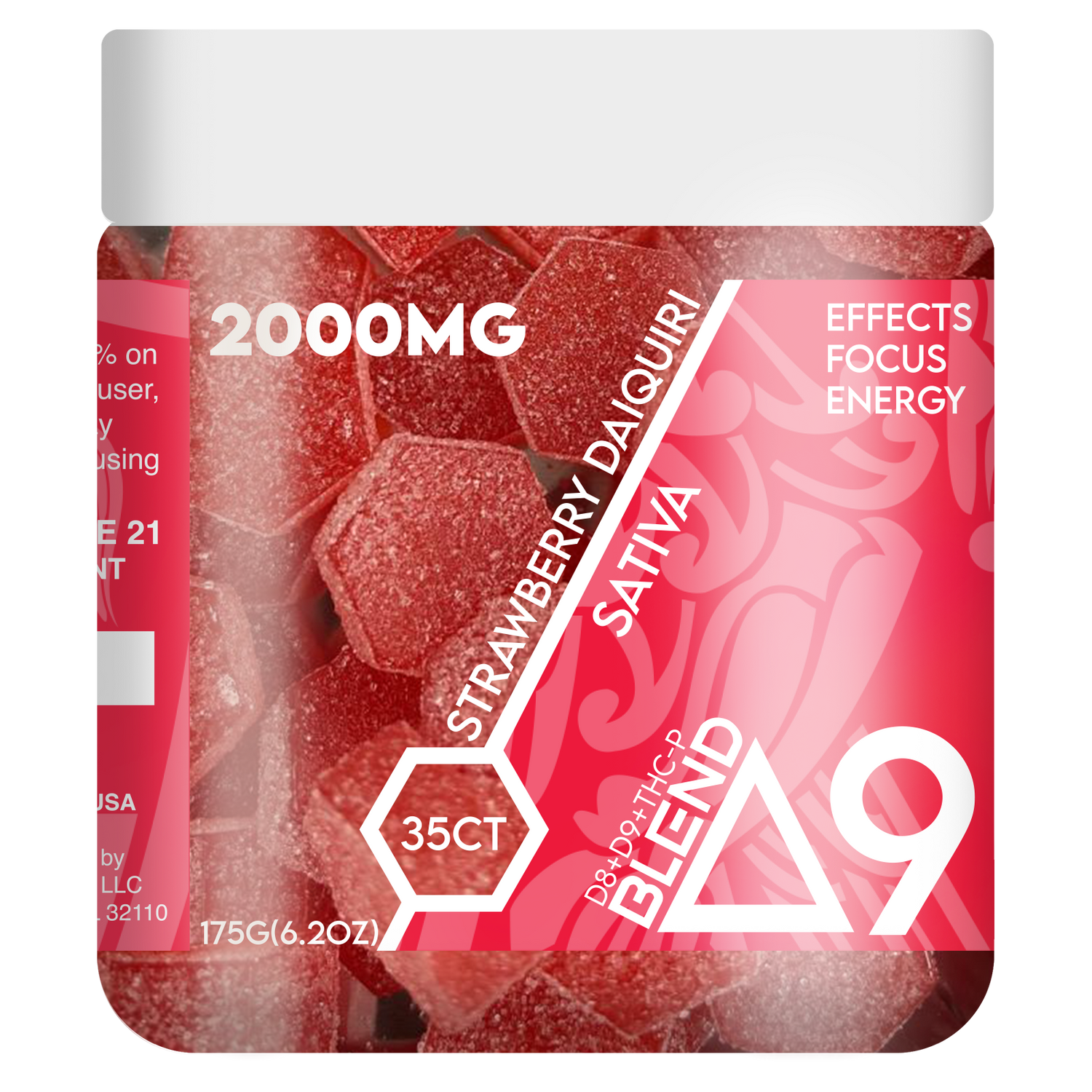 RA Royal 2000MG 35CT Delta 9 Blend Gummy Jar: Strawberry Daiquiri (Sativa)