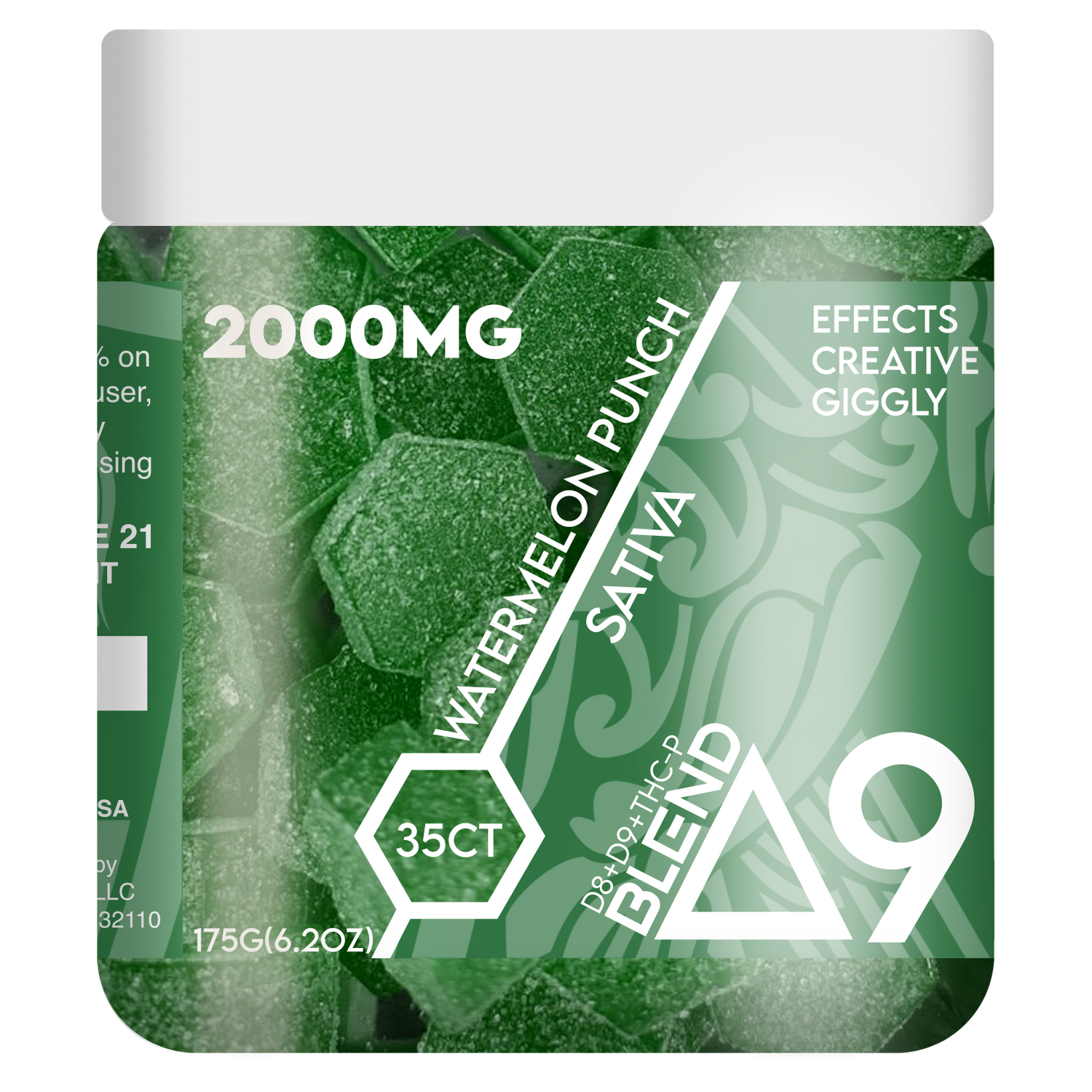 RA Royal 2000MG 35CT Delta 9 Blend Gummy Jar: Watermelon Punch (Sativa)