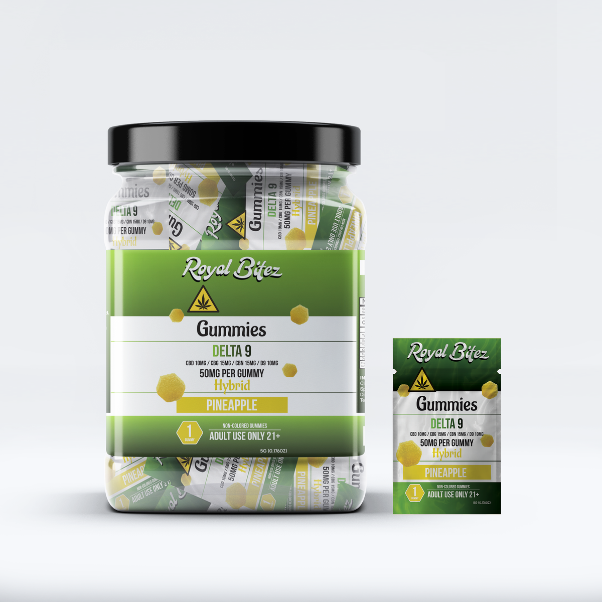 Royal Bitez Delta 9 Gummies | 27CT Single Gummy Jar | Pineapple