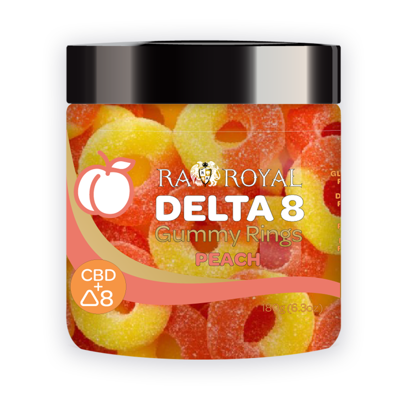 R.A. Royal Gummies: Delta-8 with CBD Peach Rings (800 MG)