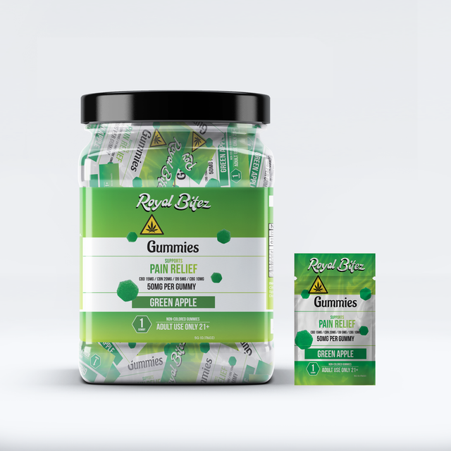 Royal Bitez Pain Relief 27CT Single Gummy: Green Apple