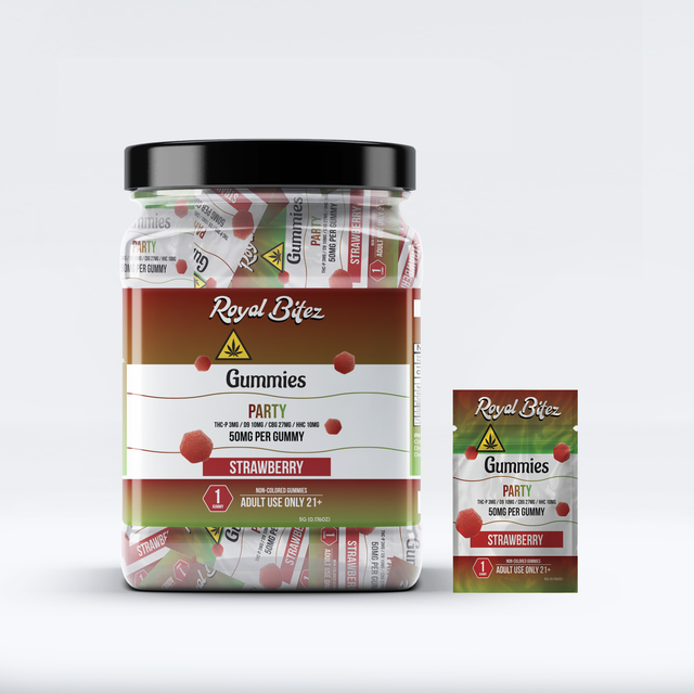 Royal Bitez Party 27CT Single Gummy: Strawberry