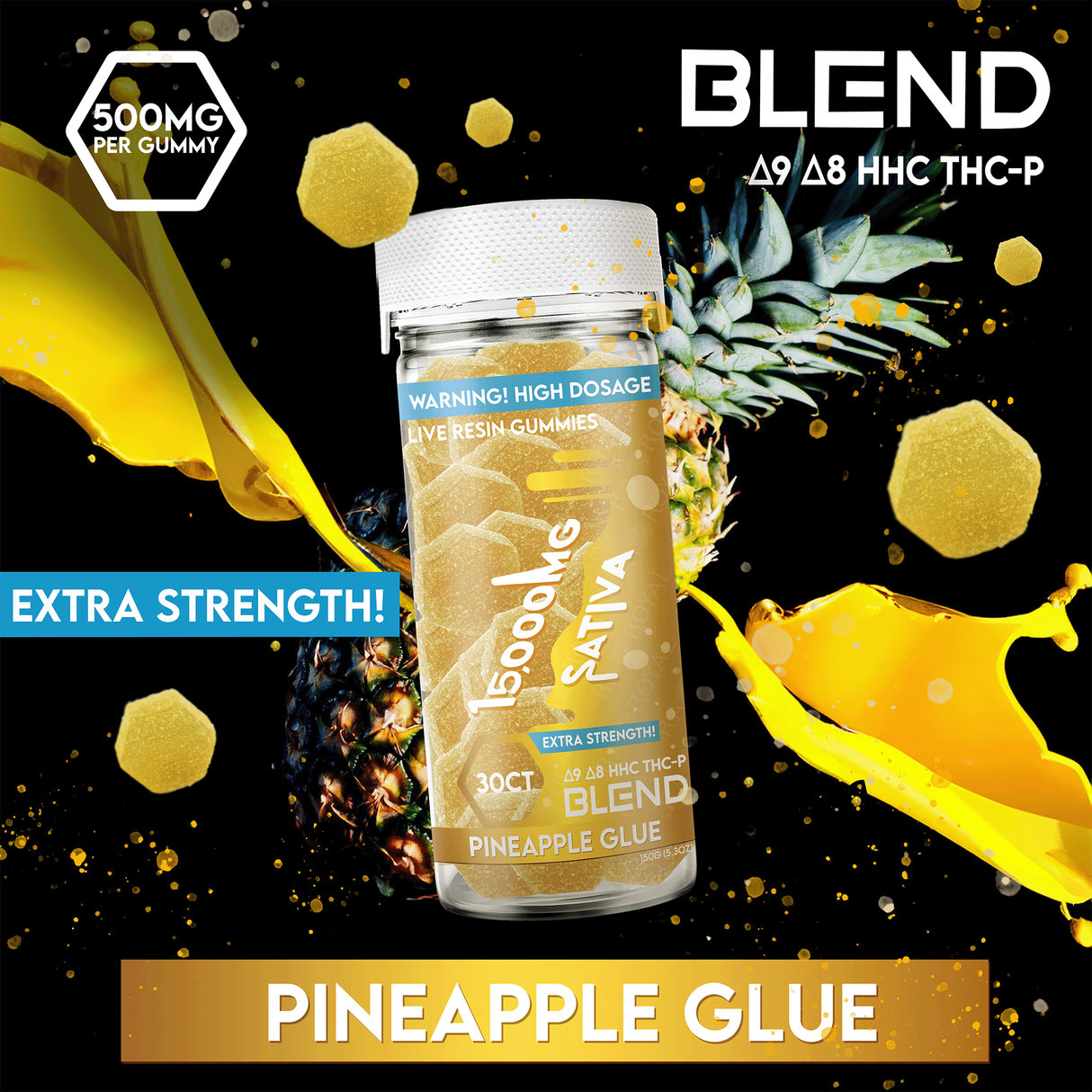 R.A. Royal Blend 15,000MG Pineapple Glue Sativa Gummies