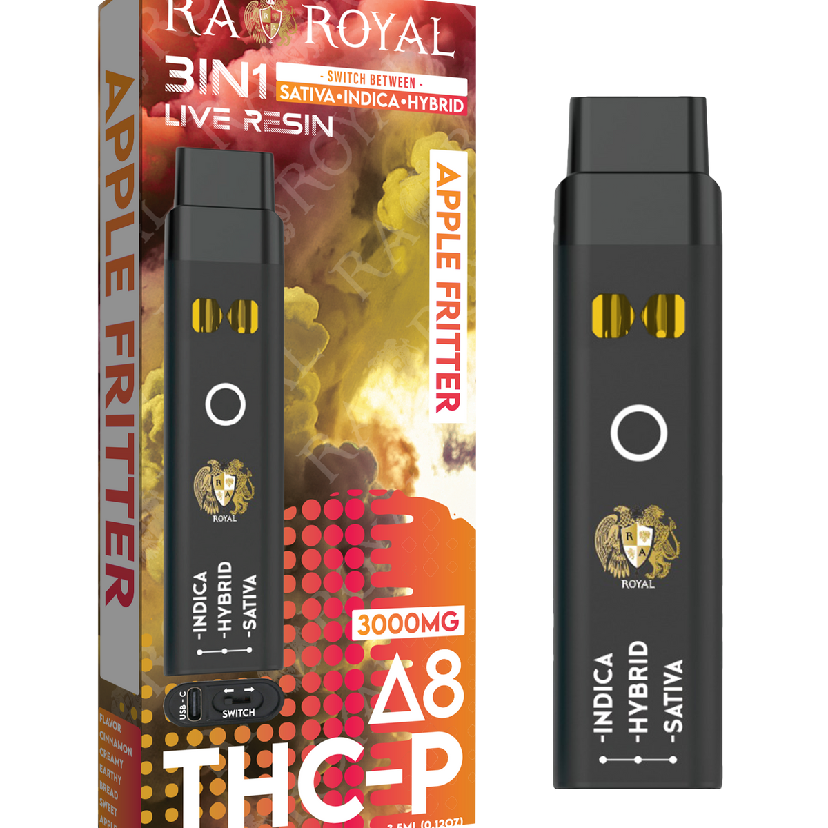 R.A. Royal 3-in-1 Delta 8 + THC-P Vape Apple Fritter (3000MG) RA Royal R.A. Royal 3-in-1 Delta 8 + THC-P Vape Apple Fritter (3000MG) RA Royal