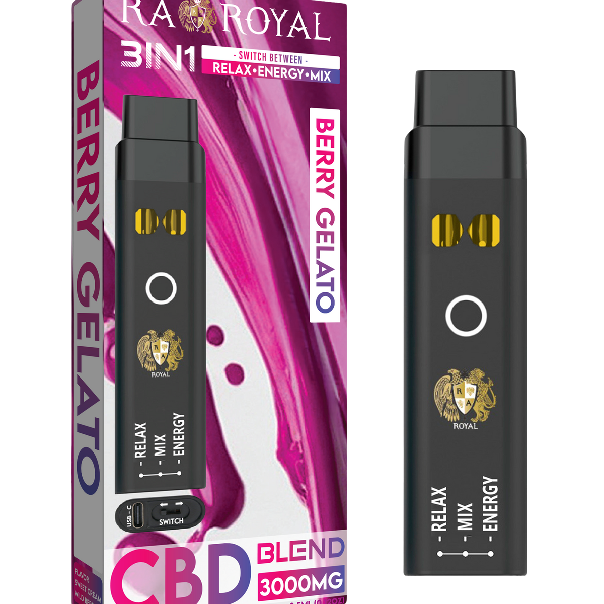 R.A. Royal CBD+ 3-in-1 Disposable Vape – Berry Gelato 2500MG | CBD, CBG,  CBN – RA Royal