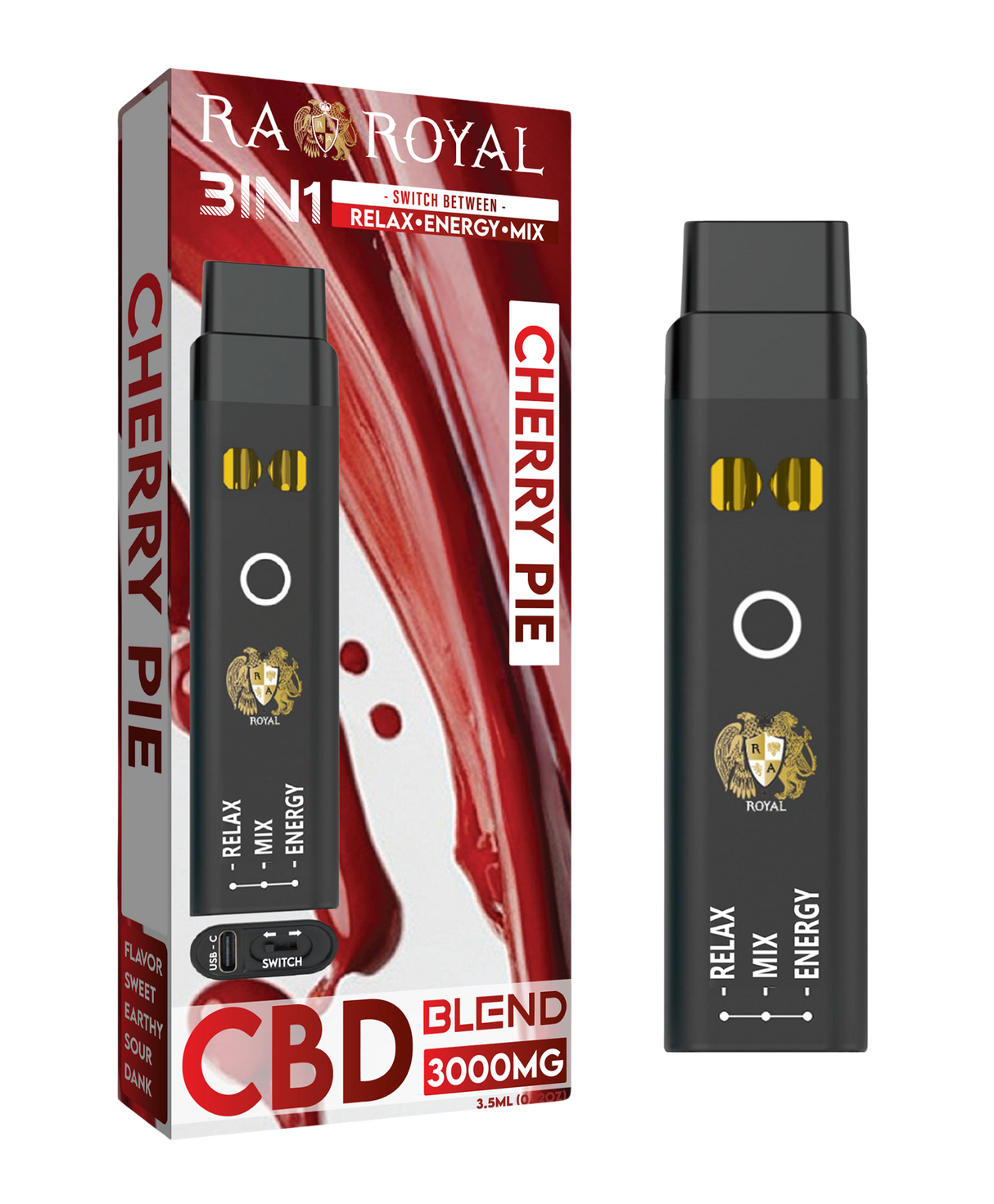 CBD+ Three-in-One Disposable Vape: Cherry Pie (2500 MG)