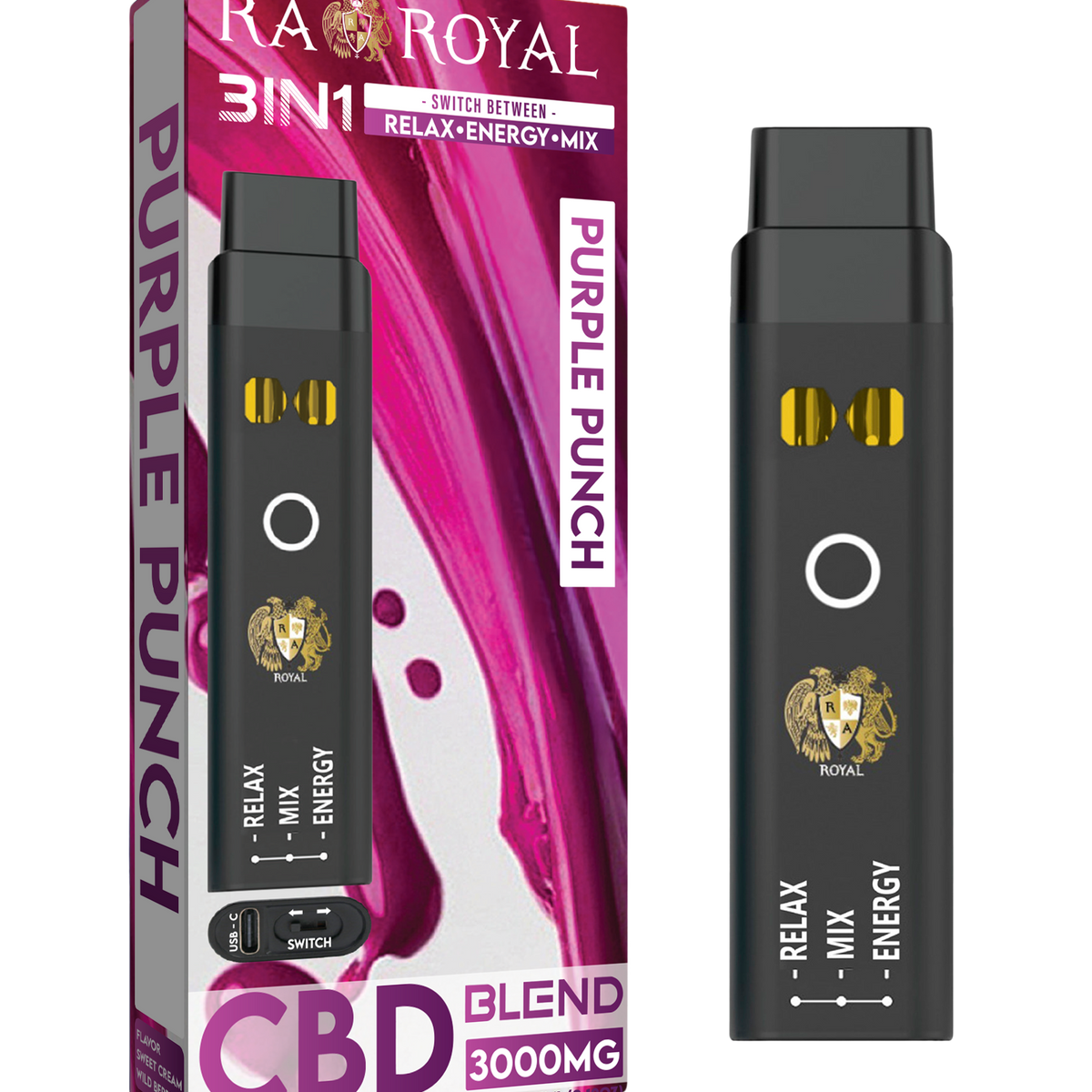 R.A. Royal CBD+ 3-in-1 Vape Purple Punch (2500MG) | Switch Effects Instantly RA Royal R.A. Royal CBD+ 3-in-1 Vape Purple Punch (2500MG) | Switch Effects Instantly RA Royal