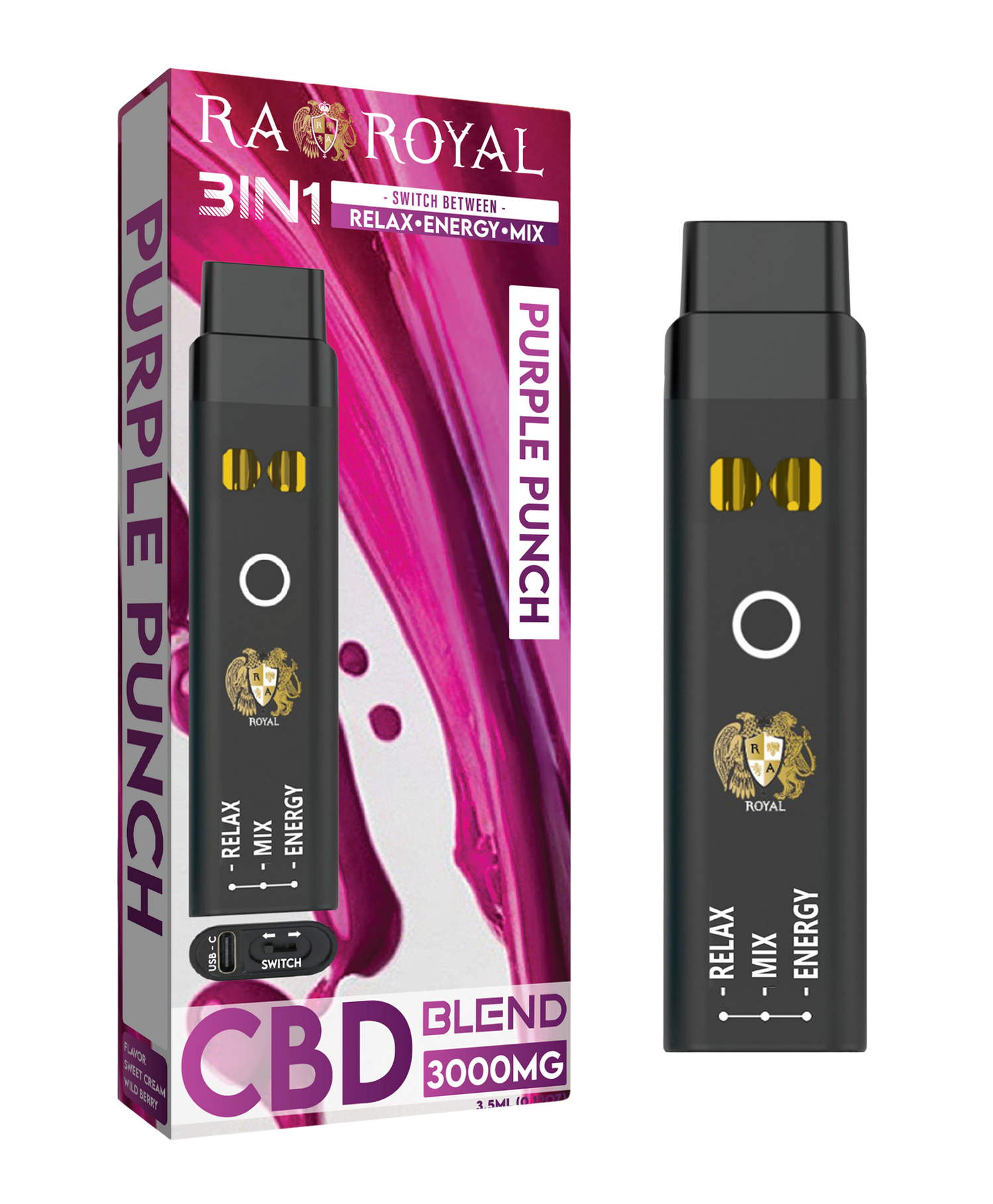 CBD+ Three-in-One Disposable Vape: Purple Punch (2500 MG)