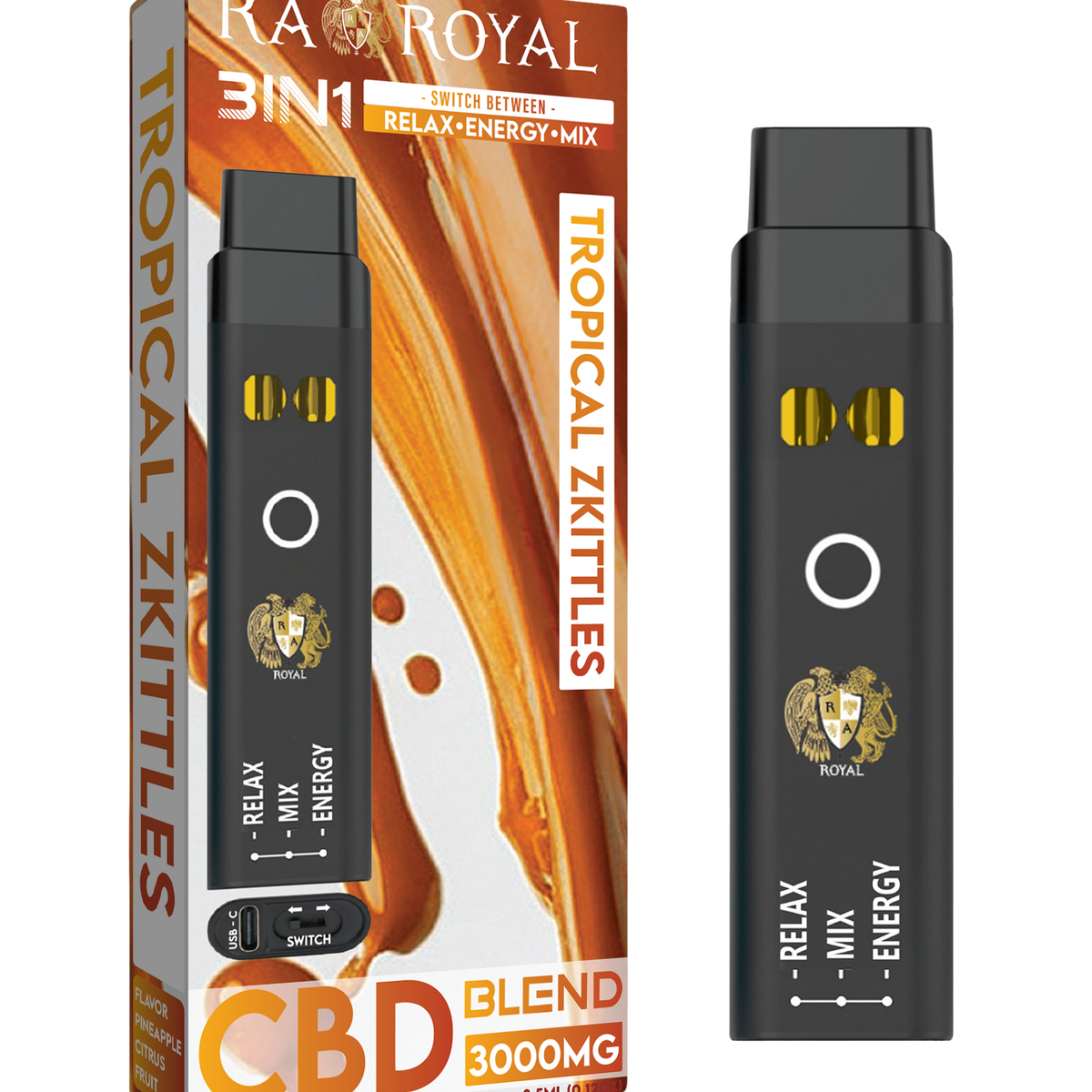 R.A. Royal CBD+ 3-in-1 Vape Tropical Zkittles | 2500MG Broad