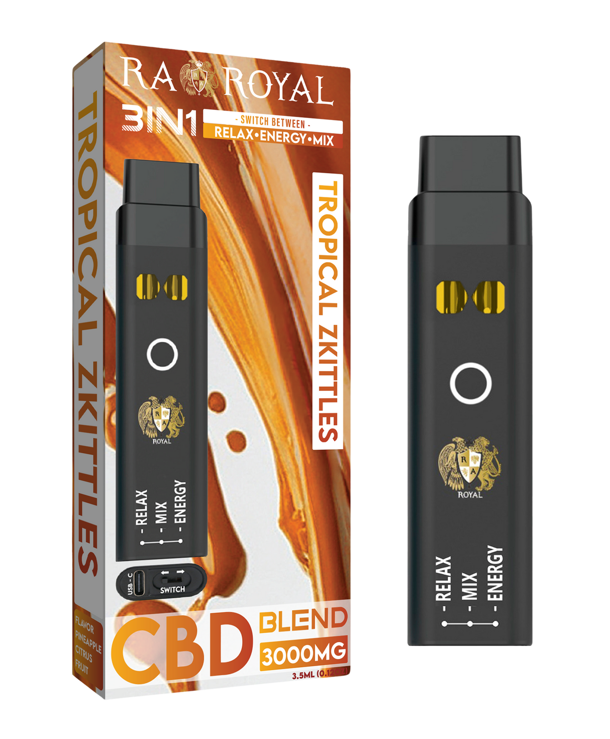 CBD+ Three-in-One Disposable Vape: Tropical Zkittles (2500 MG)