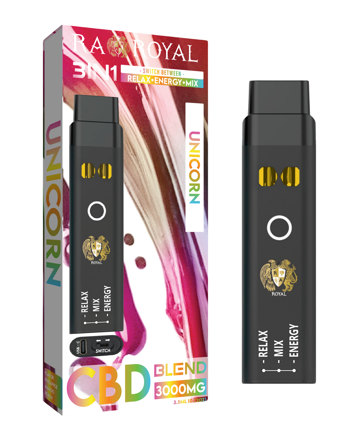 CBD+ Three-in-One Disposable Vape: Unicorn (2500 MG)