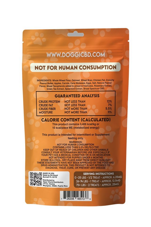 Doggi CBD 500MG Dog Treats: PB & Banana Bones
