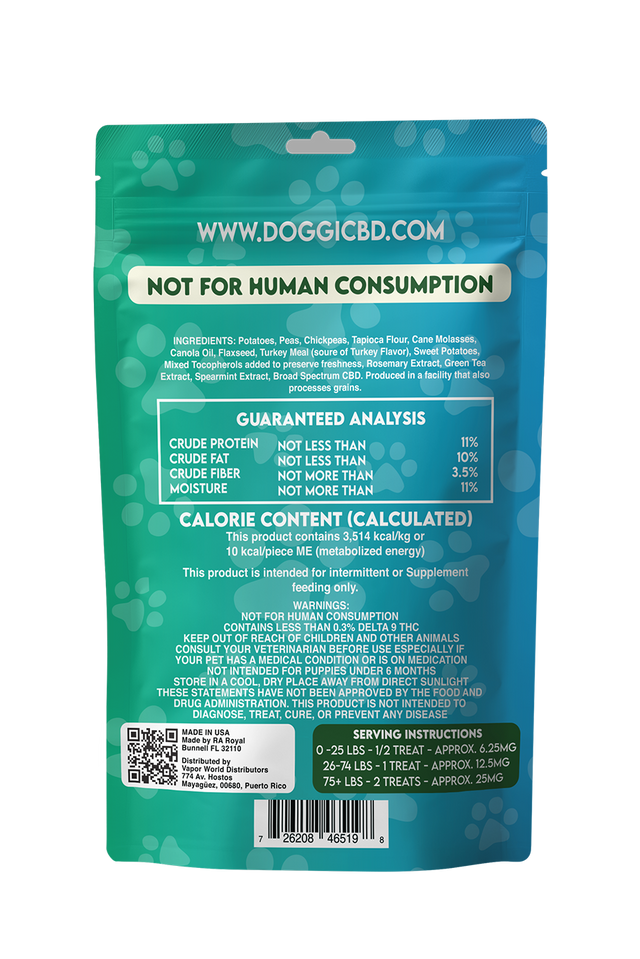 Doggi CBD 500MG Dog Treats: Turkey & Taters