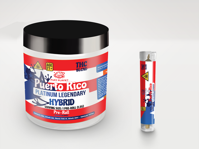 Puff Planet 12x1.5G THC Blend Preroll: PR Platinum Legendary (Hybrid)