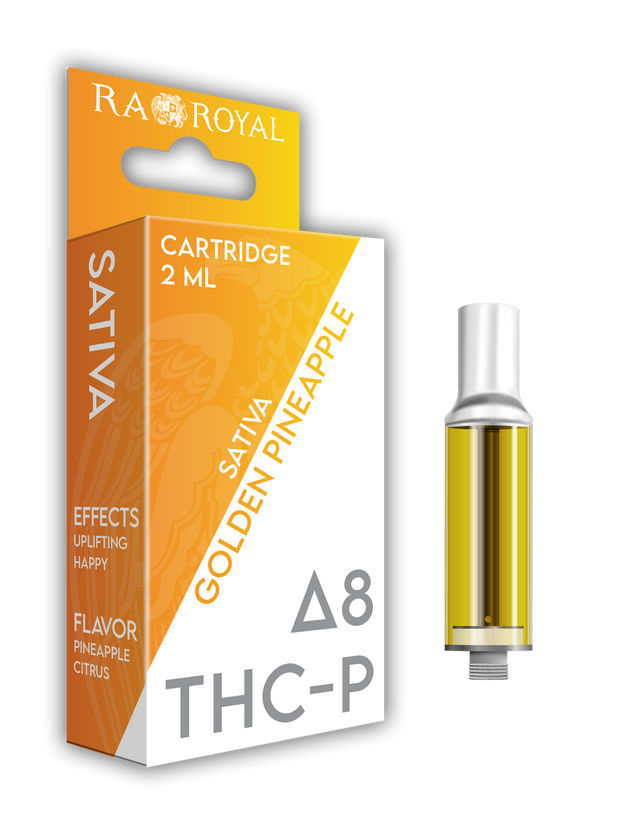 Delta-8 + THC-P Vape Cartridge (2 ML): Golden Pineapple Sativa (1800 MG)