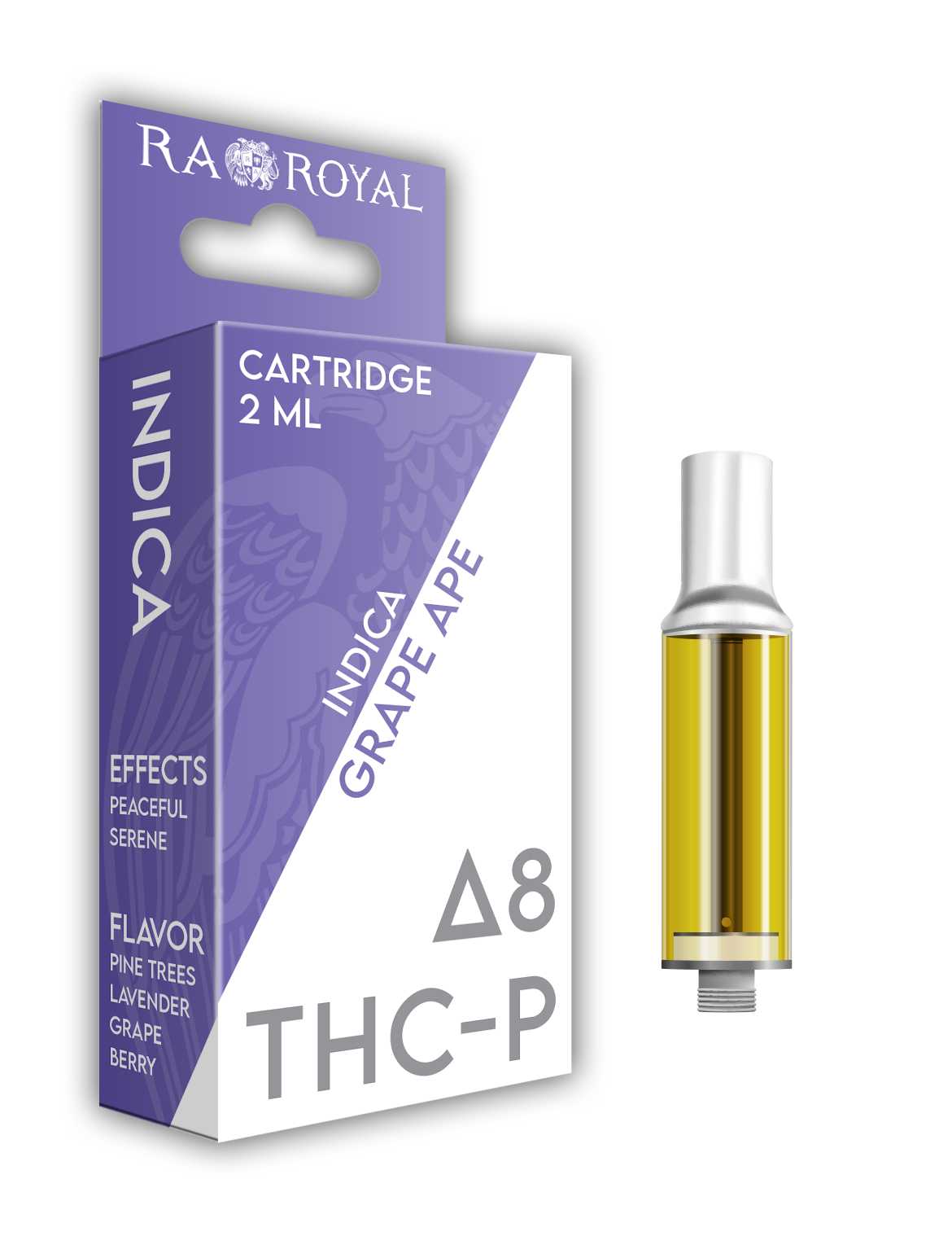 Delta-8 + THC-P Vape Cartridge (2 ML): Grape Ape Indica (1800 MG)