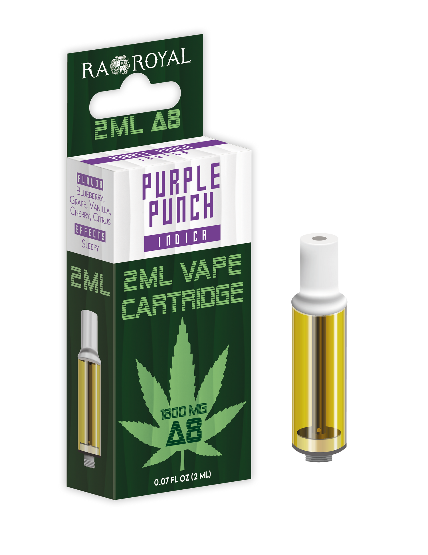 Delta-8 Vape Cartridge (2 ML): Purple Punch Indica (1800 MG)