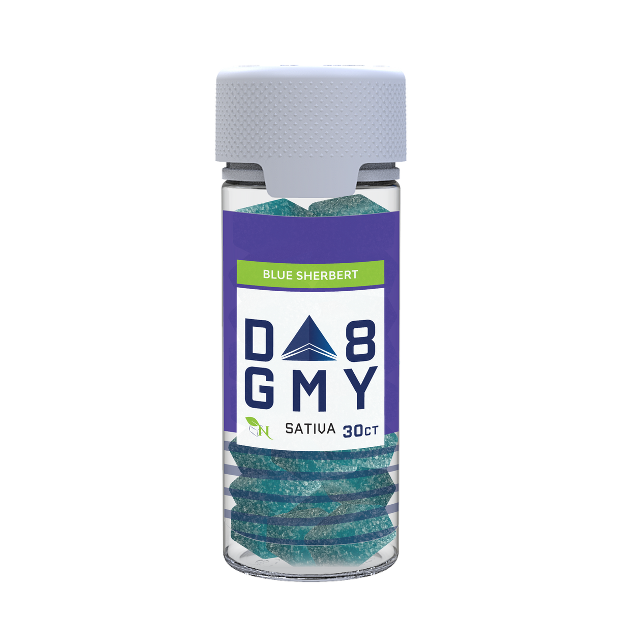 Blue Sherbert Delta 8 Sativa Gummy Jar