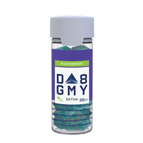 Blue Sherbert Delta 8 Sativa Gummy Jar