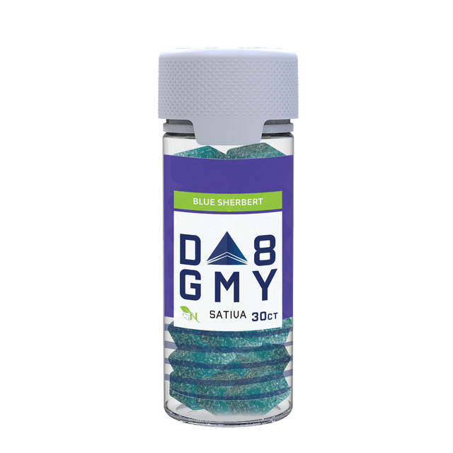 Blue Sherbert Delta 8 Sativa Gummy Jar