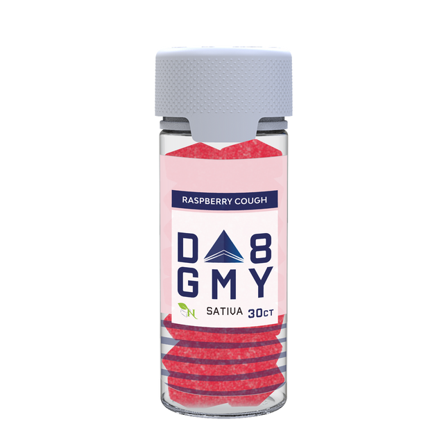 Raspberry Cough Delta 8 Sativa Gummy Jar