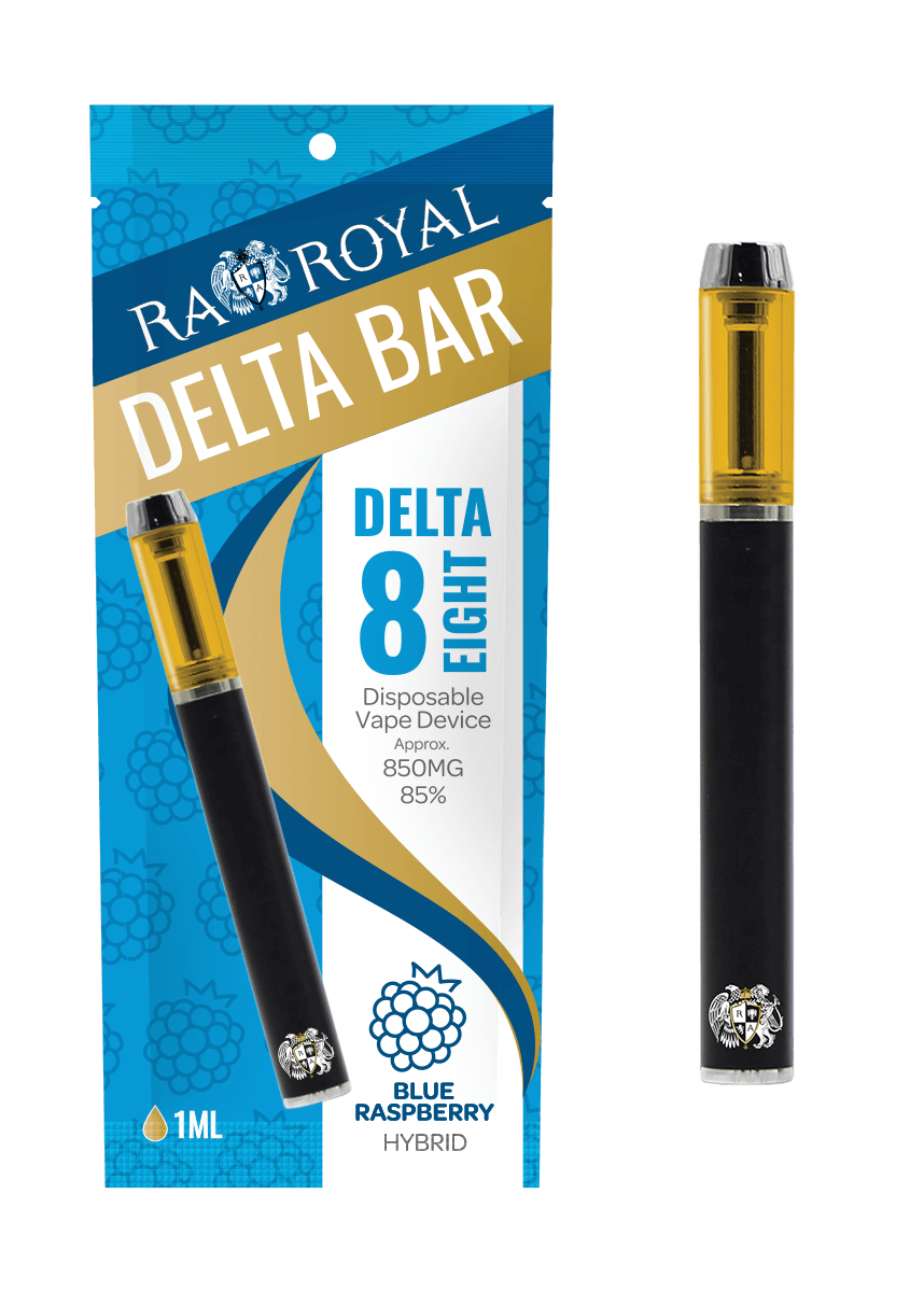 R.A. Royal Delta-8 Vape Pen: Blue Raspberry Hybrid Bar
