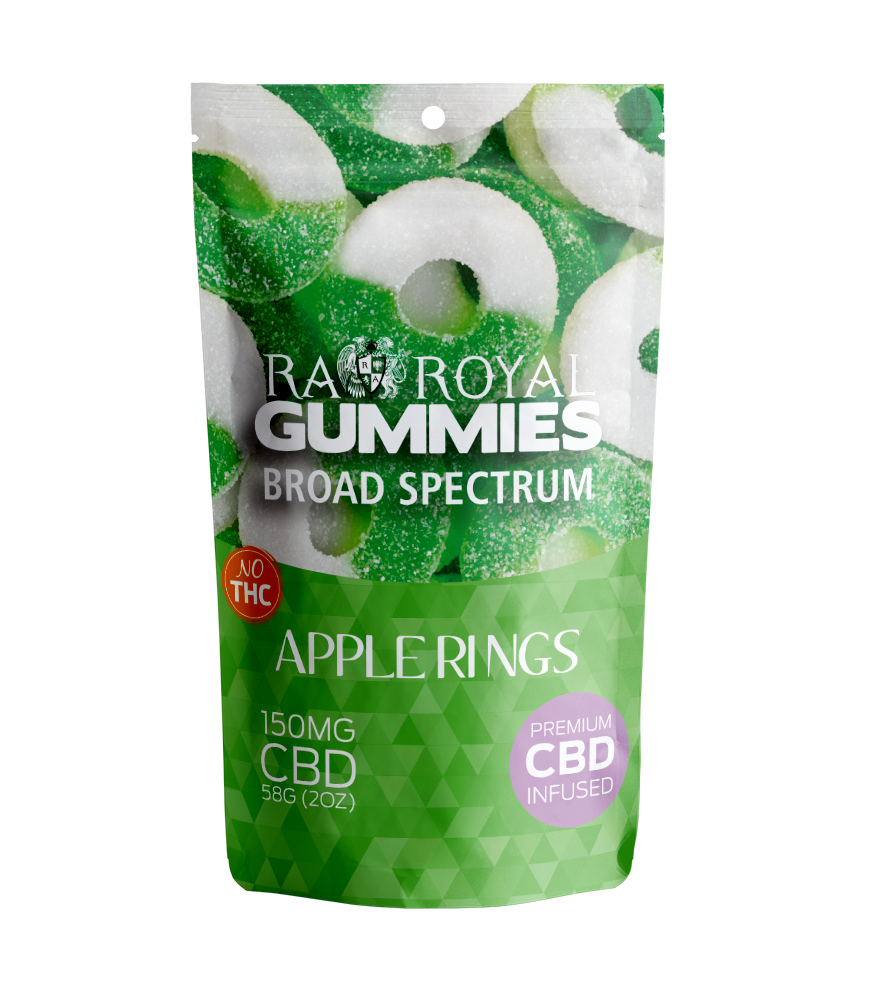 R.A. Royal Gummies: Broad Spectrum CBD Apple Ring Gummy Pouch (150MG)