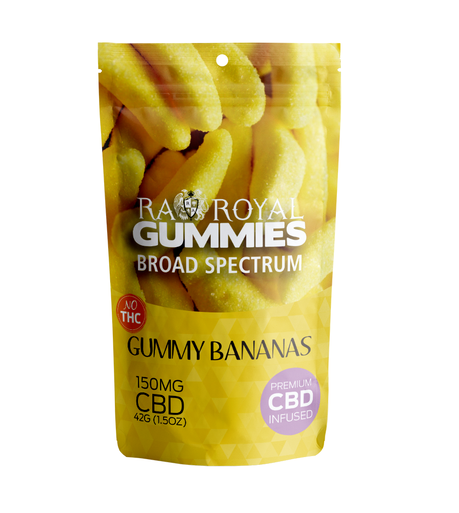 R.A. Royal Gummies: Broad Spectrum CBD Banana Gummy Pouch (150MG)