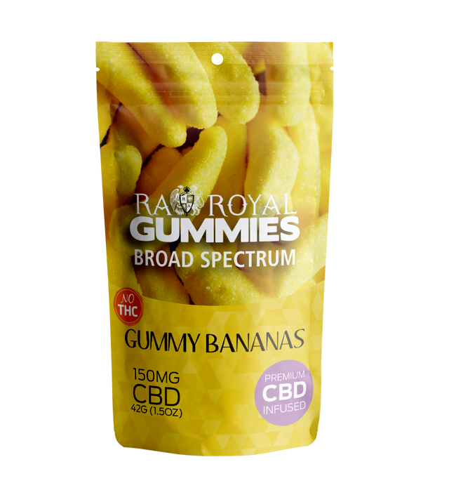 R.A. Royal Gummies: Broad Spectrum CBD Banana Gummy Pouch (150MG)
