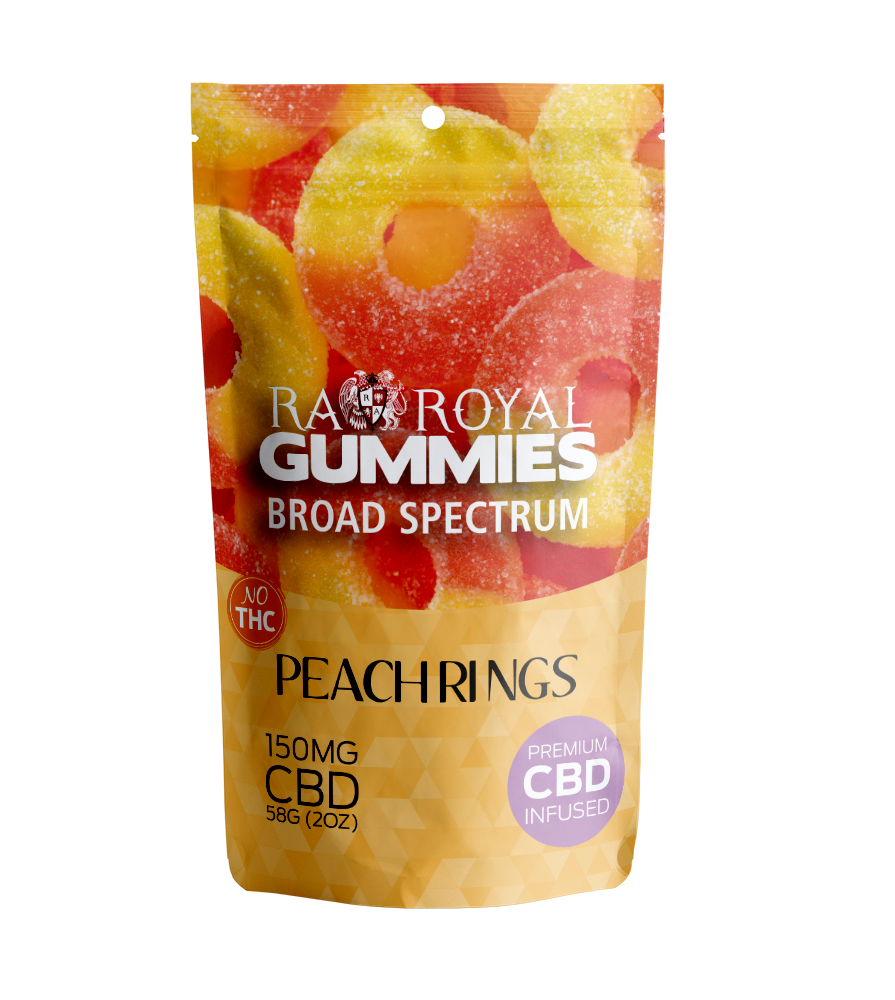 R.A. Royal Gummies: Broad Spectrum CBD Peach Ring Gummy Pouch (150MG)