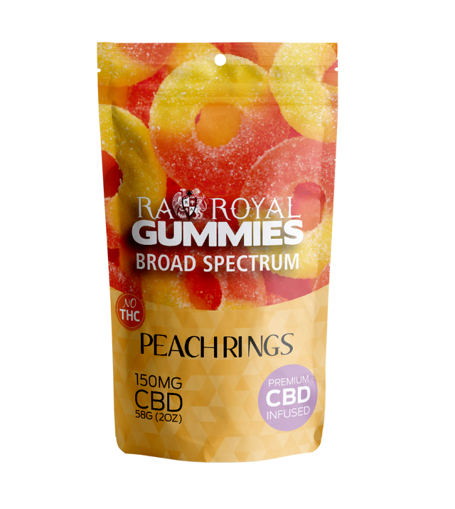 R.A. Royal Gummies: Broad Spectrum CBD Peach Ring Gummy Pouch (150MG)